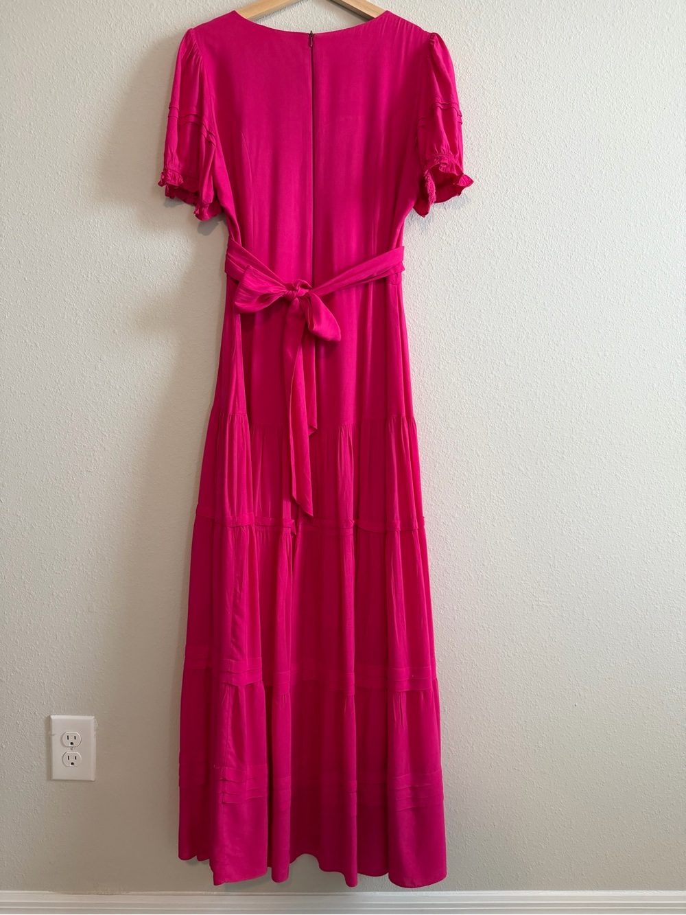 Fuchsia Tie-Waist Maxi Dress